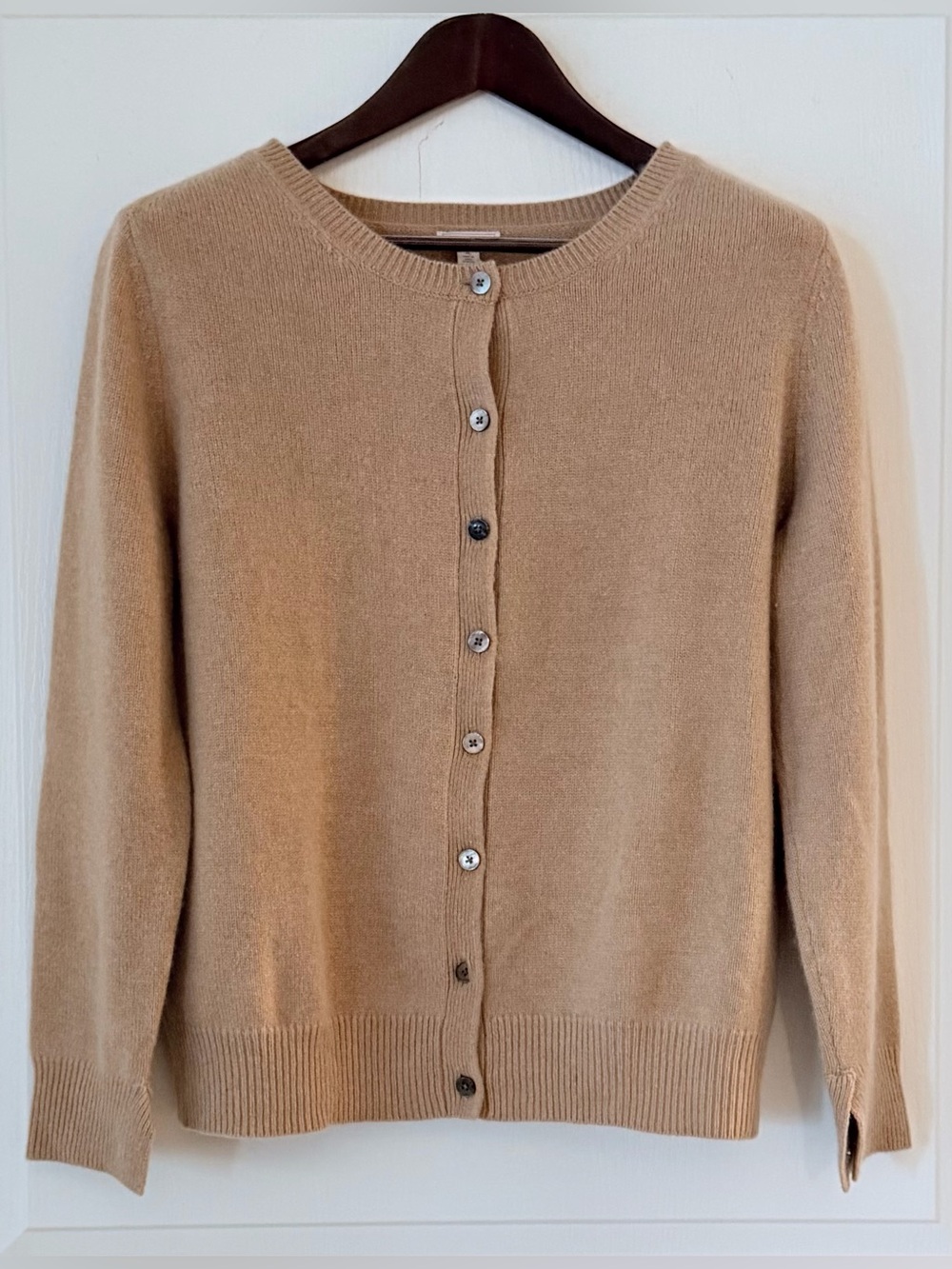 GAP Women's Button-Front Cashmere Crewneck Cardigan - Camel